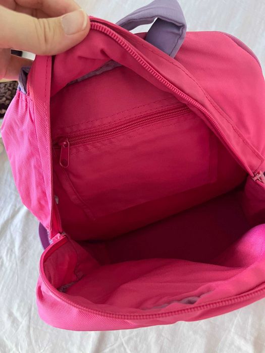 Mochila escolar Miffy rosa e lilás, cerca de 25 x 30 cm