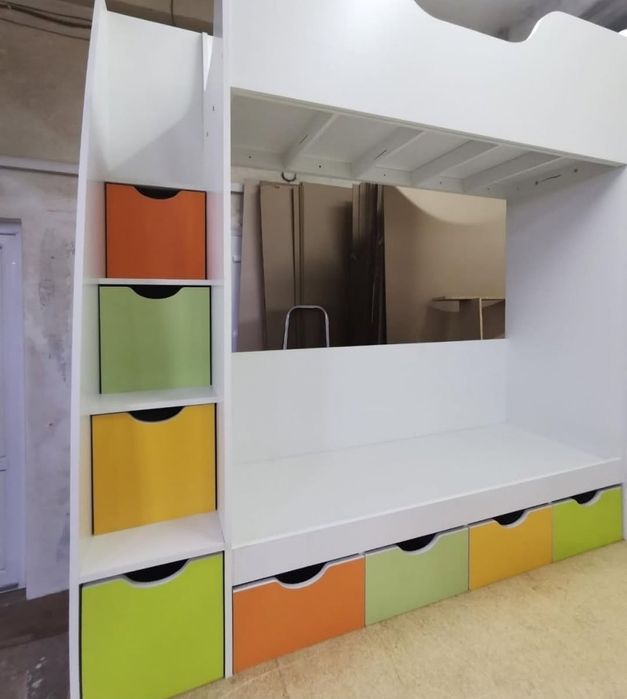 Двоповерхове ліжко трансформер з люлькою та матрацами