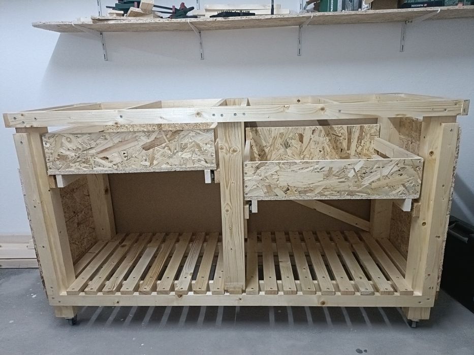 Bancada de trabalho com rodas