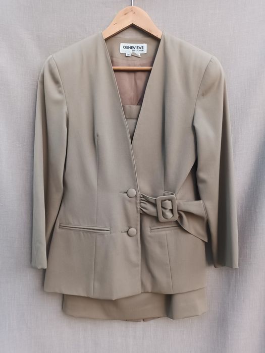 Conjunto casaco e saia lã vintage