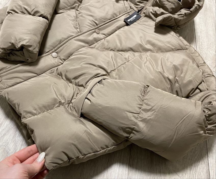 Новий обємний зимовий пуфер колір мокко/молочний шоколад