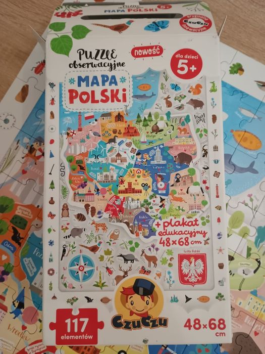 Puzzle CzuCzu Obserwacyjne 117 elementów Mapa Polski, Zabawa i Nauka +5
