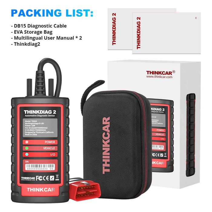 ThinkCar ThinkDiag 2 Maq Diagnóstico OBD todas Marcas/Funções (1 Ano)