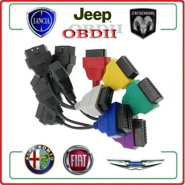 Авто переходники FCA Chrysler/Jeep/Dodge/Fiat/Alfa Romeo/LANCIA 12 + 8 или НАБОР из 6 шт на OBD2