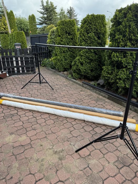 Zestaw fotograficzny, lampy, statyw, tło