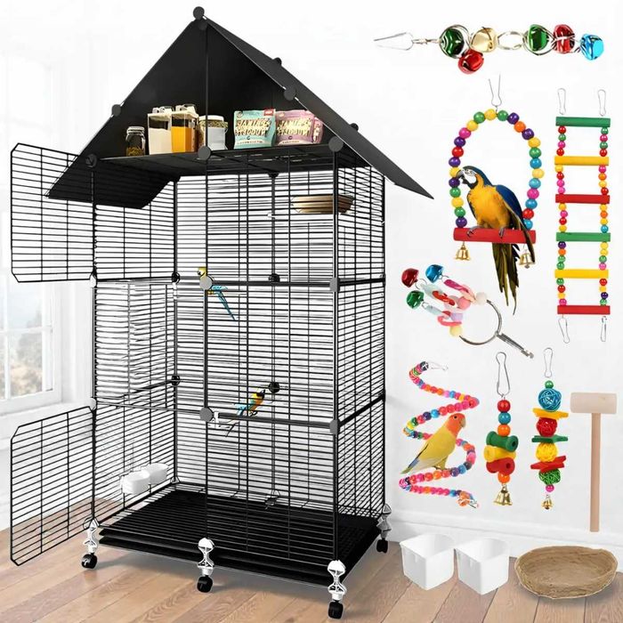 Велика металева клітка для птахів, Підлогова клітка для папуги