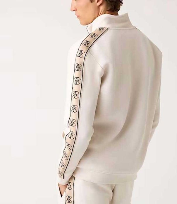 Guess męska bluza rozpinana S beżowa logowana