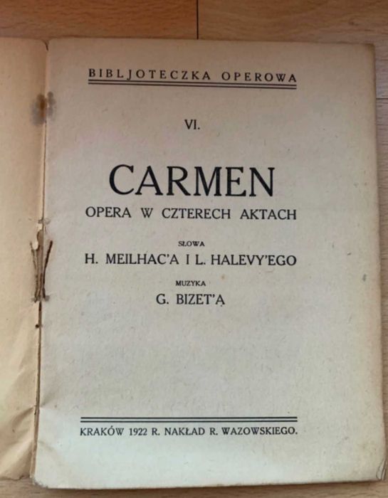 Carmen opera w czterech aktach-bibjoteczka operowa