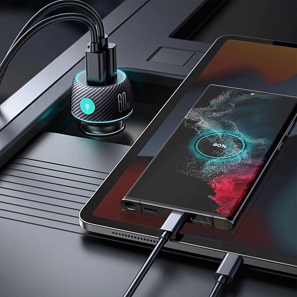 Ładowarka samochodowa 60W USB-C USB-A Joyroom JR-CCN01 - czarna