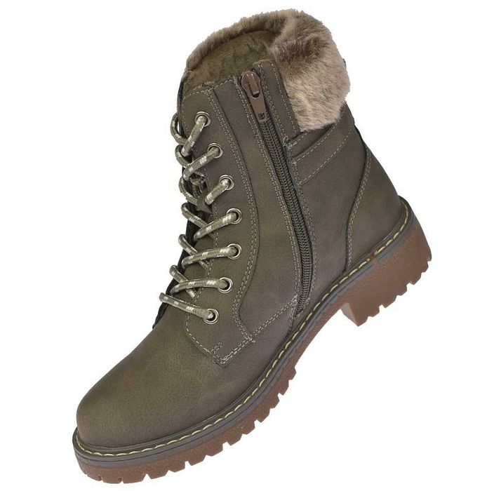 Botki damskie ocieplane glany na zamek trapery B-3-1344 szare rozm. 37