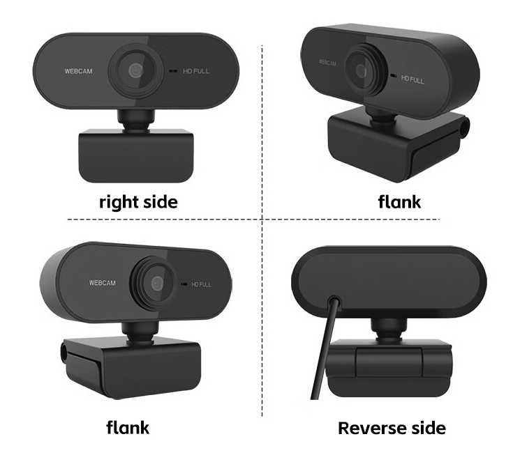 Webcam HD 1080P USB com Microfone Integrado e Rotação Manual 360° NOVO