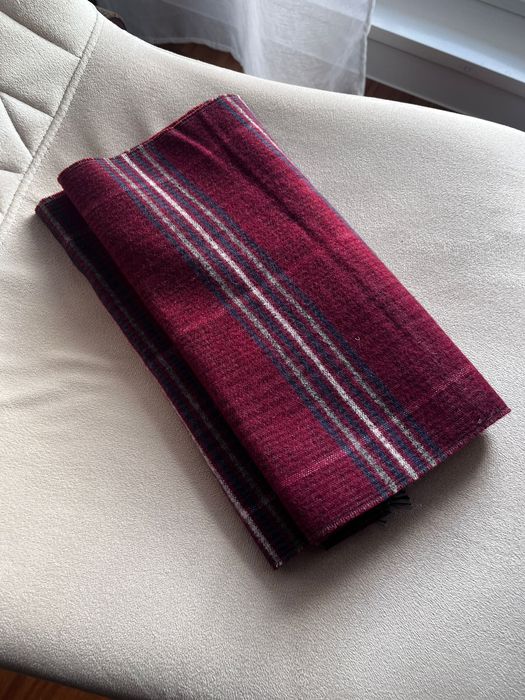 Szal szalik męski z wełny 90% bordowy krata