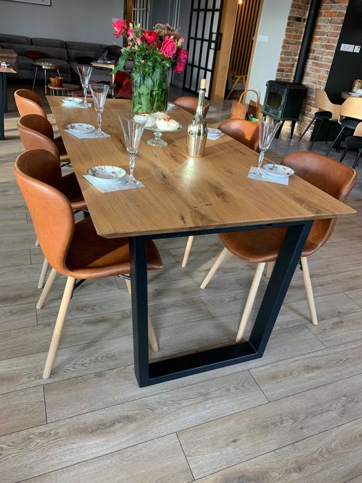 PROMOCJA! nowoczesny stół dębowy metalowa/drewniana noga loft boho hit