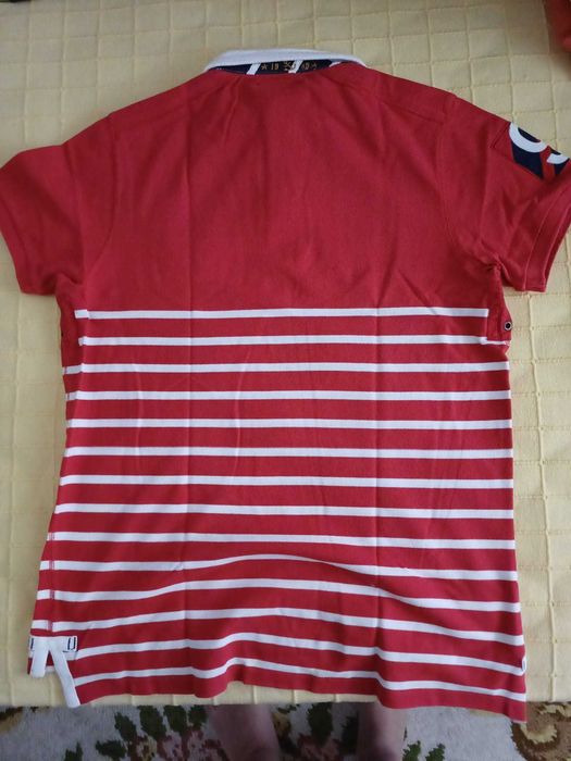 Polo Sacoor Brothers - Tamanho XXL, Vermelha e Listrada (100% Algodão)