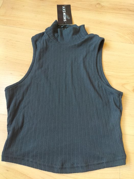 Camisola manga cava preta Shein