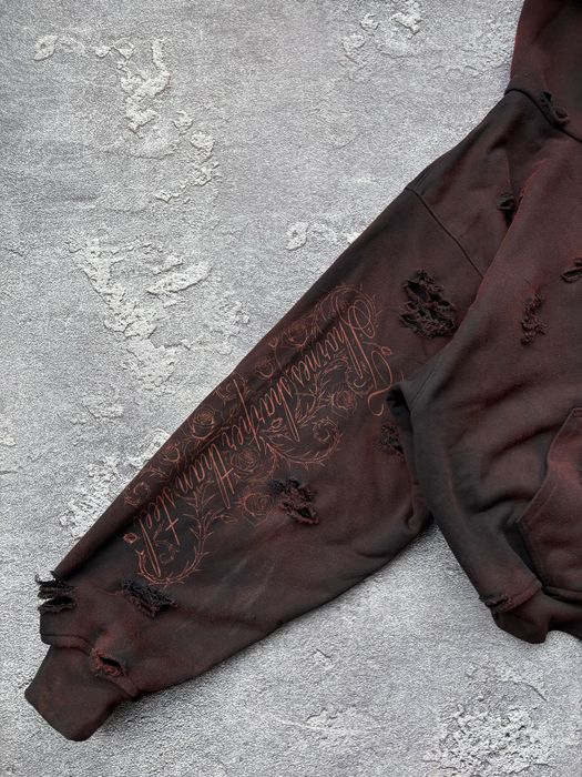 baggy thrashed “thorns sharper than steel” zip-hoodie sk8 y2k opium