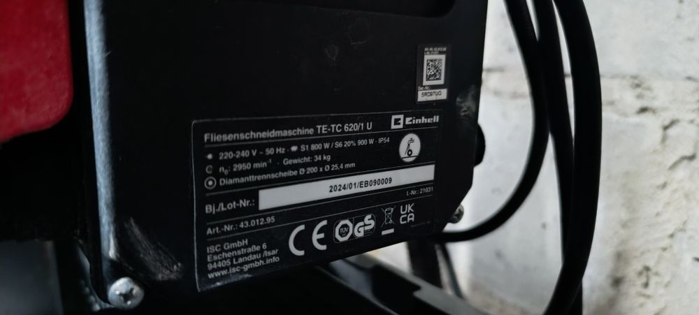 Przecinarka do płytek einhell te tc 620 1 u