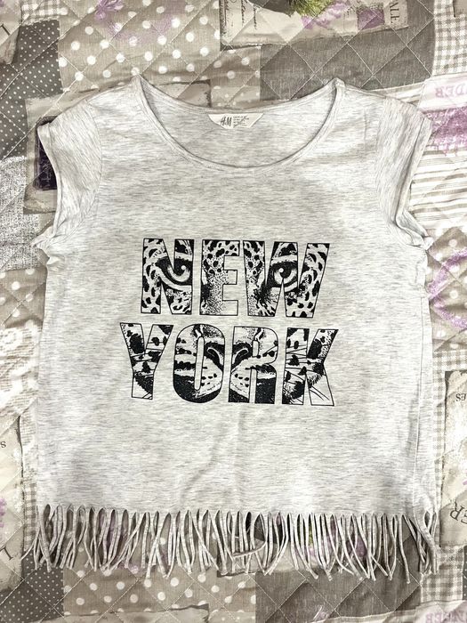 Футболка світло-сіра з бахромою H&m