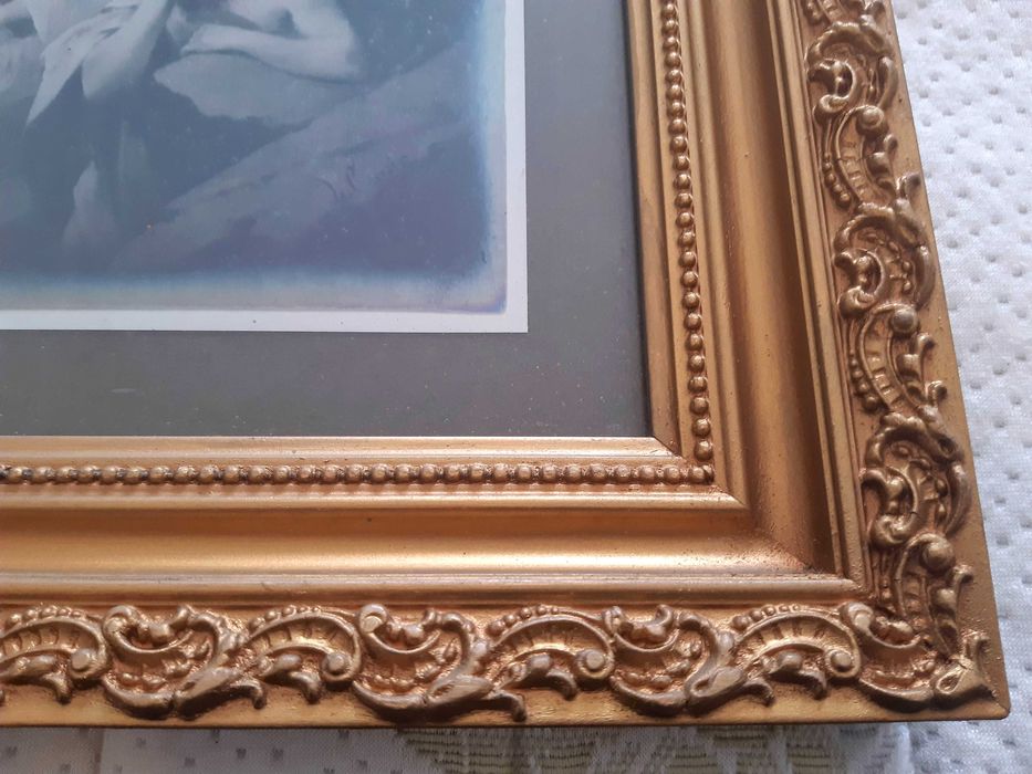 Quadro, ano 1950, com moldura madeira, excelente estado conservação