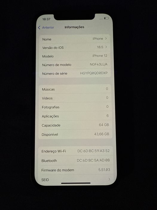 Iphone 12 preto novo