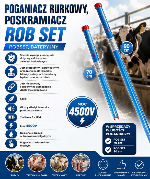 Poganiacz rurkowy, poskramiacz ROB SET 70cm, 90 cm robset, 4500 V