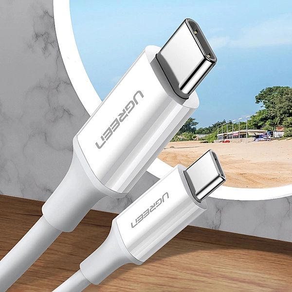 Kabel Ugreen US264, 60517 USB-C / USB-C PD QC AFC 0.5m - biały