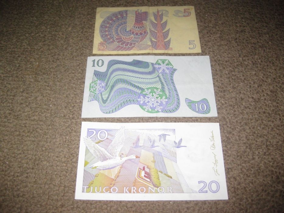 Set de 3 Notas da Suécia/Excelente Estado!