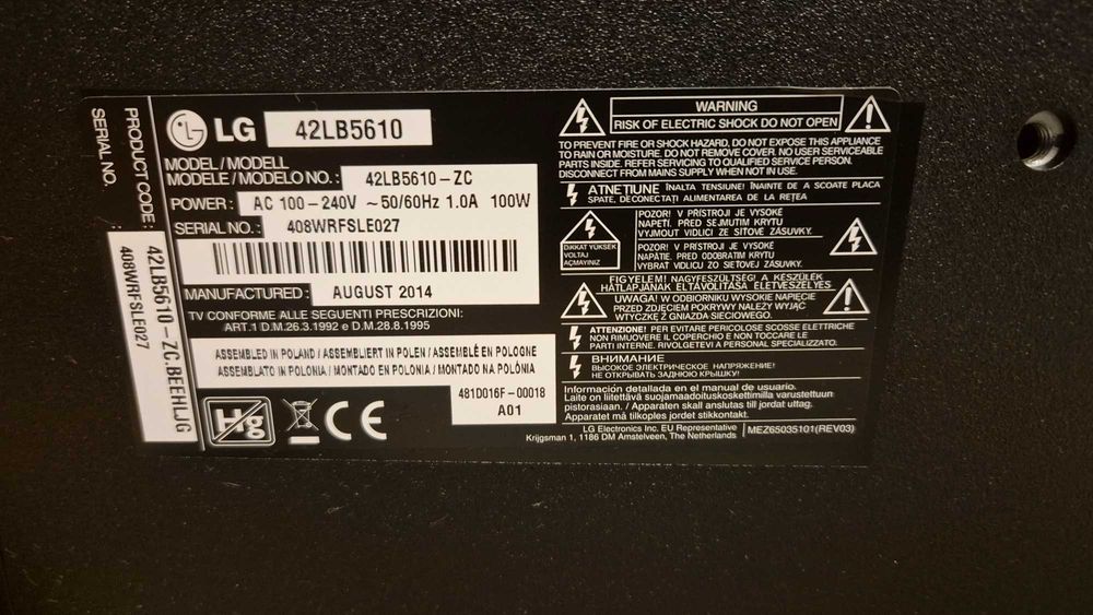 telewizor led LG 42LB5610 +tuner dvb-t2 bez smarta