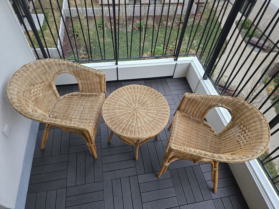 Meble ogrodowe balkonowe rattan naturalny