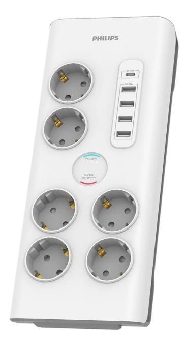 Extensão elétrica Philips 6 tomadas+5USB 2MT- nova, 3 anos de garantia