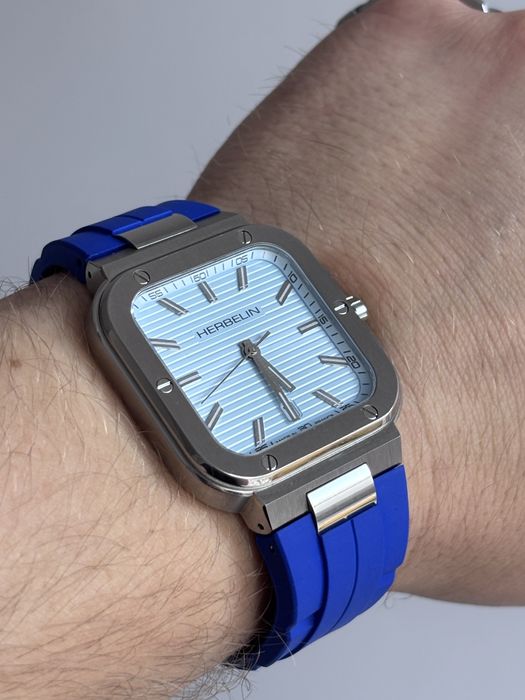 Pasek gumowy kauczokowy do Herbelin Cap Camarat Square 39- niebieski
