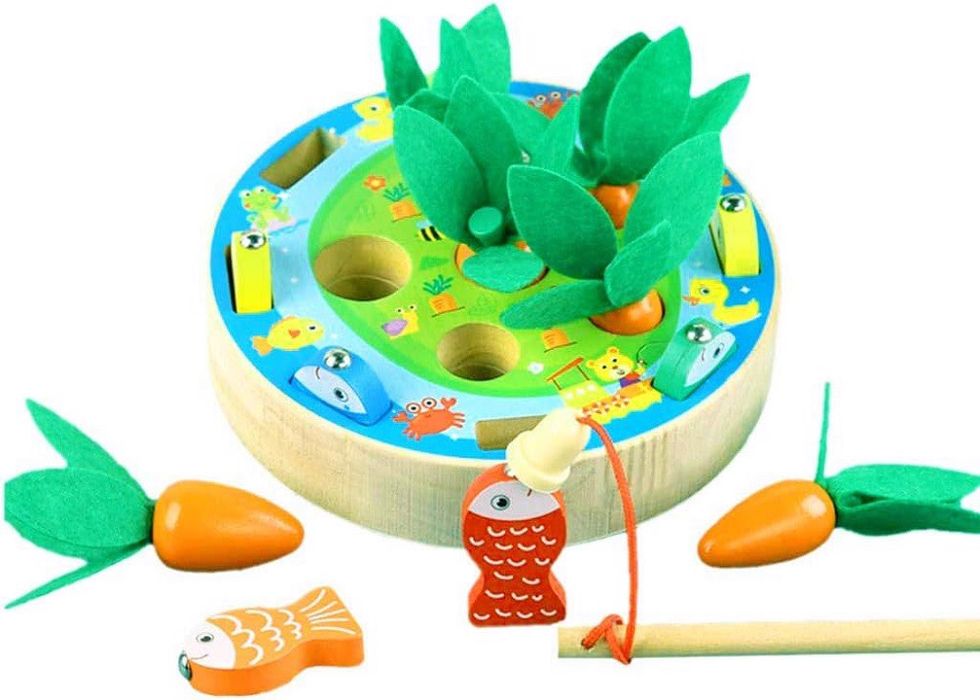 Drewniana gra zręcznościowa łowienie ryb marchewek