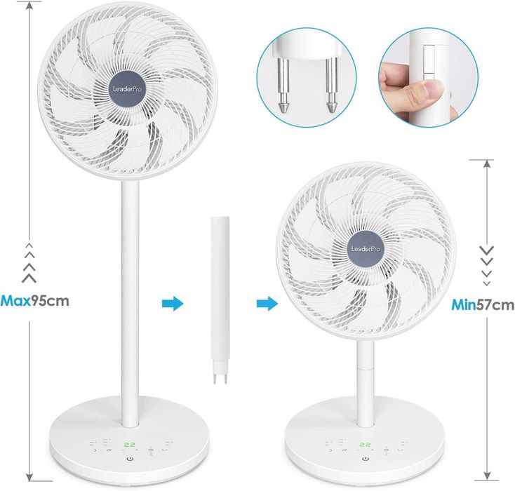 Wentylator Przenośny Leaderpro Dc 2w1 Bardzo Cichy 12,8 Turbo Pilotem
