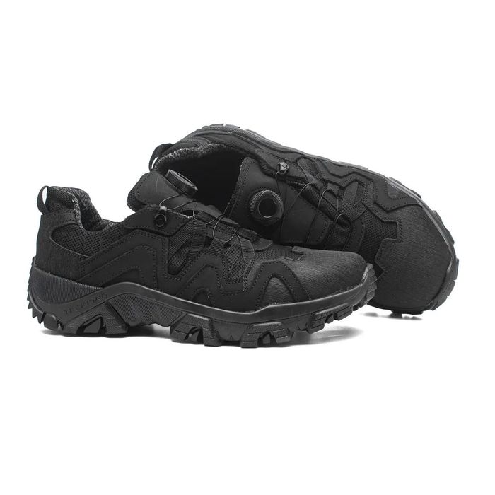 Чоловічі кросівки з автошнуровкою чорні тактичні водонепроникні