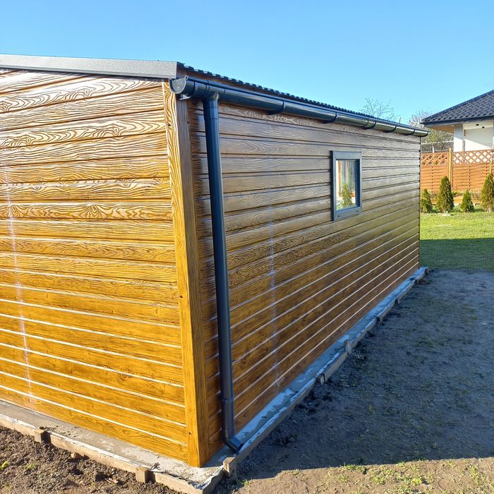 9x6 garaz drewnopodobny garaż blaszany ocynk ,Profile 100% poziomo