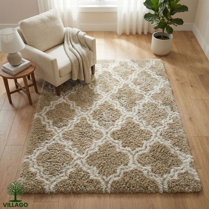 Dywan Shaggy Villago King 140x200 cm miękki gruby 35 mm Piaskowy KHAKI