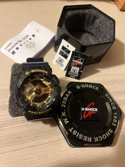 Relógio Casio G-Shock / Baby-G BA-110 Preto e Dourado (Full Set) – Impecável