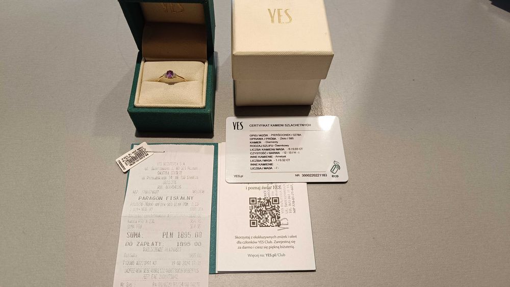 Pierścionek Zaręczynowy YES z Diamentami/Ametystem | 2295zł w sklepie