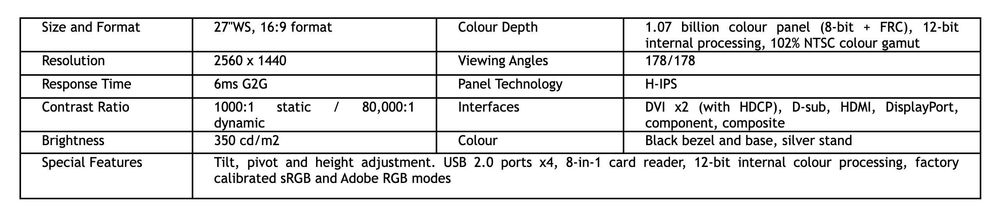 Monitor DELL U2711b 27'' 2560 x 1440 px