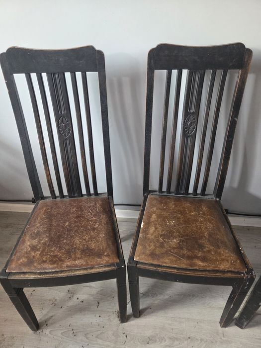 Krzesła i fotele secesyjne – dębowe, do renowacji, lata 20/30.