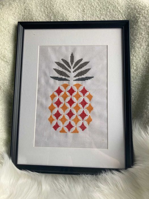Quadro de ponto de cruz geométrico ananás