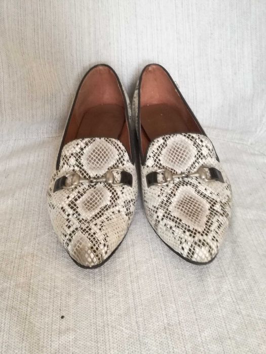 Sabrinas mocassins sapatos rasos pele de cobra Milano