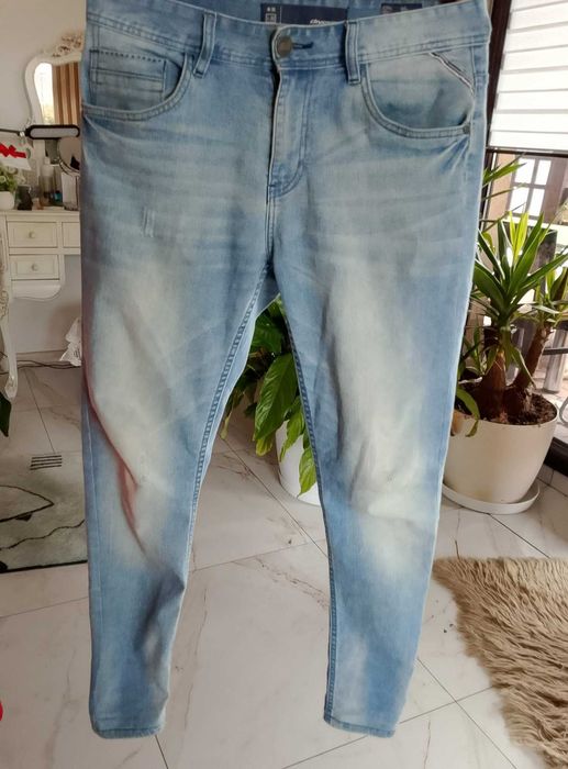 Niebieskie jeansy męskie Slim Fit - Diverse