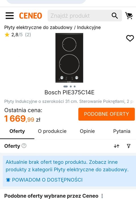 Serwis AGD sprzeda Płyta indukcyjna Bosch
