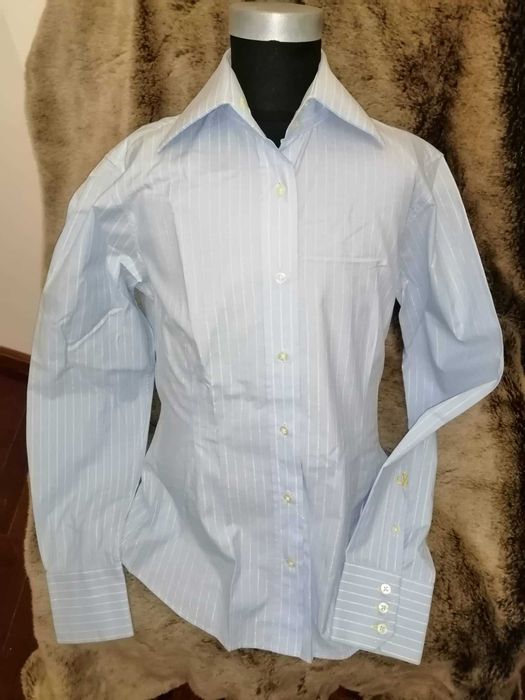 Classic Blue Shirt with Double Stripe, Size 38, Sacoor – Excellent Condition