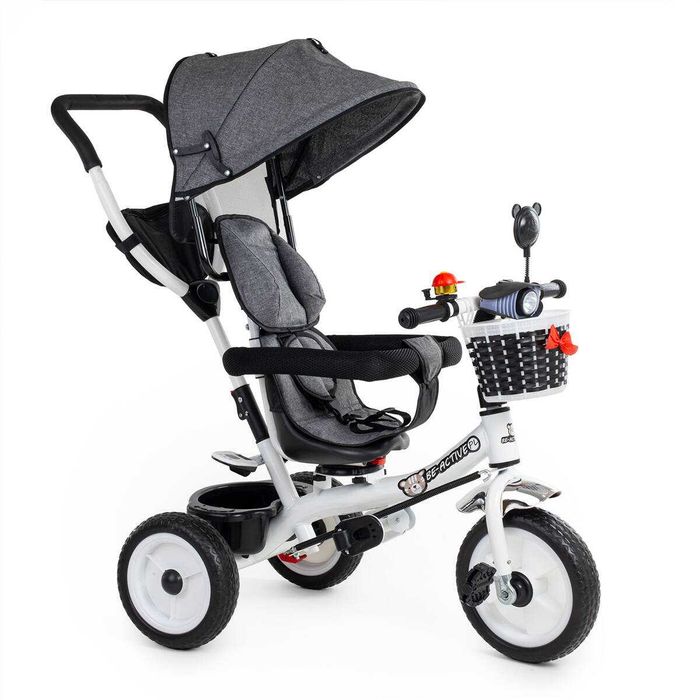 Rowerek trójkołowy dziecięcy 3w1 obrotowy Biały, Czarny, Szary
