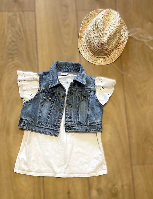 Krótka kamizelka jeansowa, jasny denim