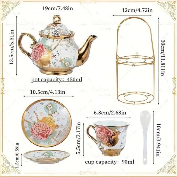 Conjunto para Chá/Café de Cerâmica com 19 Peças - NOVO