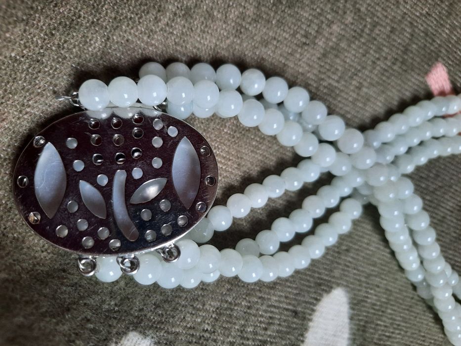 Elegancki naszyjnik korale kamień naturalny jadeit