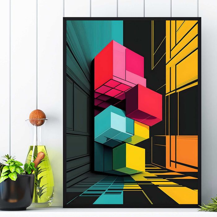 plakat abstrakcja 3d, plakat obraz do pokoju trójwymiarowa abstrakcja